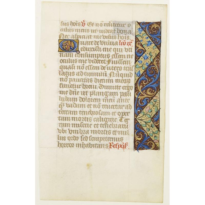 Leaf on vellum from a manuscript Book of Hours.