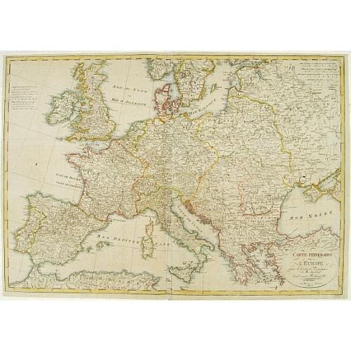 Old map image download for Charte Itineraire de l'Europe pour le guide des Voyageurs..