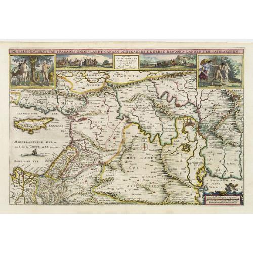 Old map image download for De Gelegentheyt van 't Paradys Ende 't Landt Canaan..