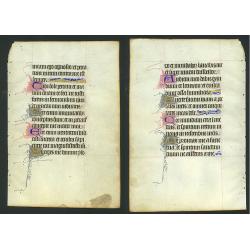 Leaf on vellum from a manuscript Book of Hours.