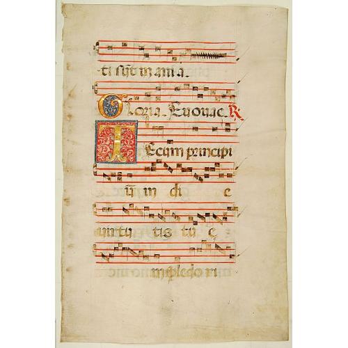 Old map image download for Leaf on vellum from an antiphonary.