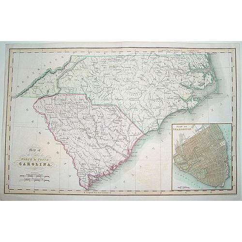 Old map image download for Map of the States of North & South Carolina..