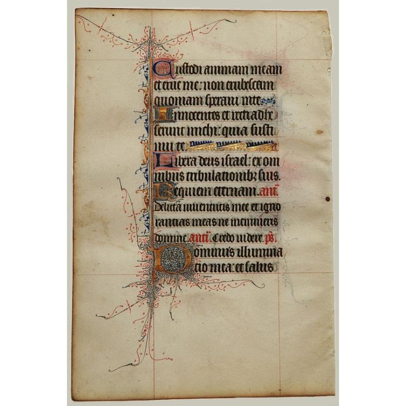 Leaf on vellum from a manuscript Book of Hours.