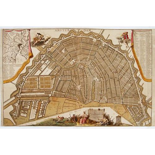 Old map image download for Plan tres exact de la fameuse ville marchande d'Amsterdam..