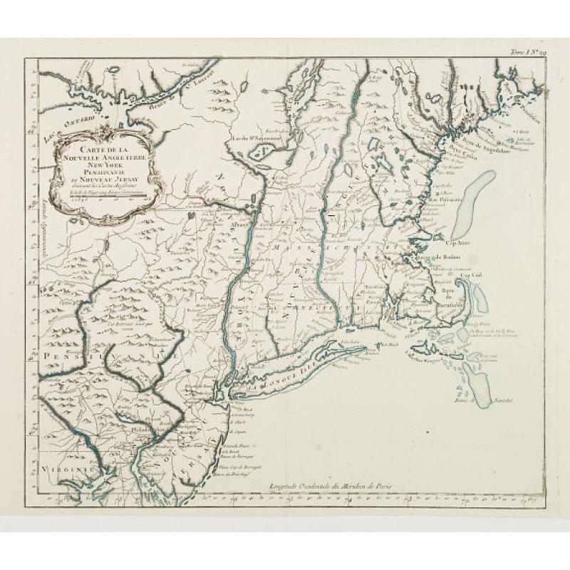 Carte de la Nouvelle Angleterre New York Pensilvanie..