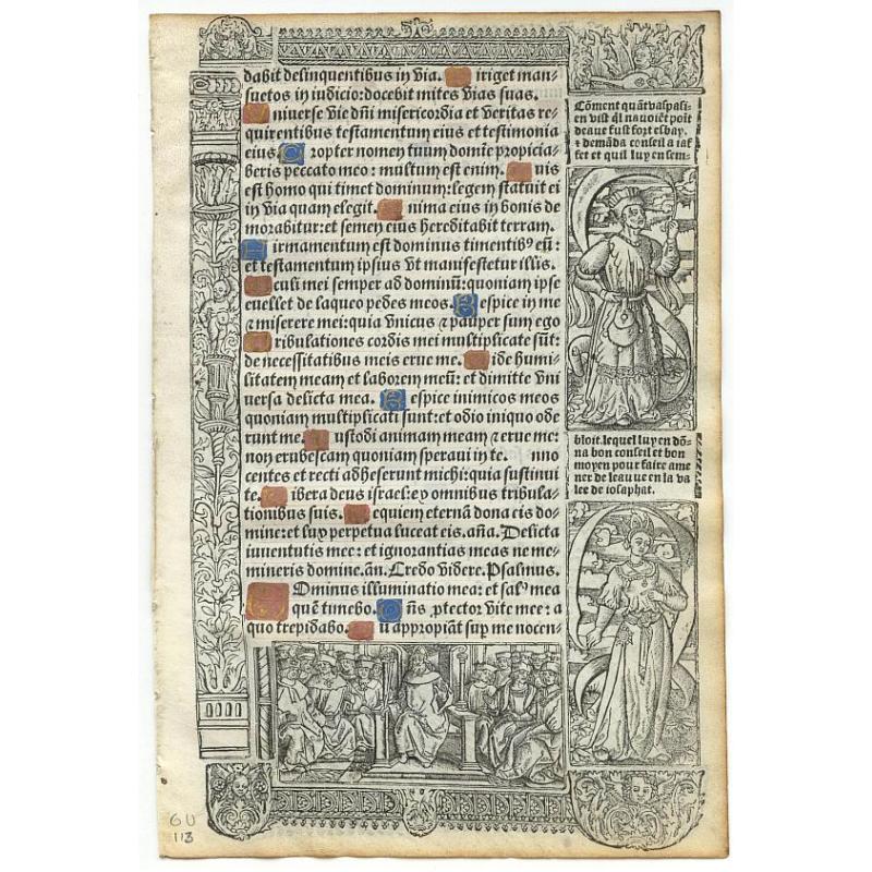 Leaf from a printed Book of Hours on vellum.