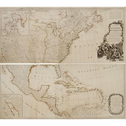 Old map image download for A new map of North America, with the West India Islands..