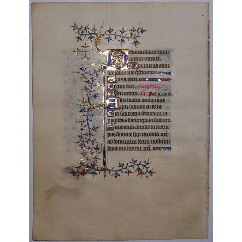 Leaf on vellum from a manuscript Book of Hours.