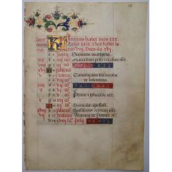 Leaf on vellum from an Italian manuscript Book of Hours.