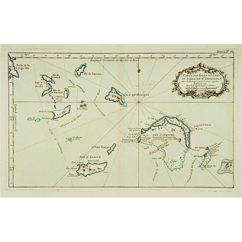 Old map image download for Carte des Isles situées au Nord de St Domingue Avec les Passages pour le retour appellés Débouquemens.