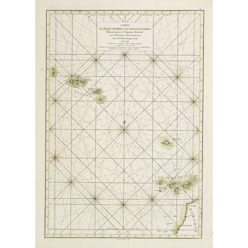 Old map image download for Carte des Isles Açores et des Isles Canaries, Dressée pour le Neptune Oriental