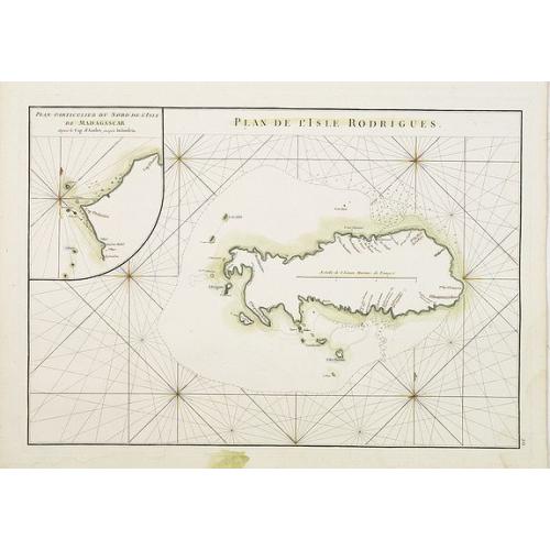 Old map image download for Plan de lIsle de Rodrigues. / Plan particulier du Nord de l'Isle de Madagascar depuis le Cap d' Ambre jusqu'à Infandria. Plan particulier du Nord de l'Isle de Madagascar depuis le Cap d'Ambre jusqu'à Infandria.
