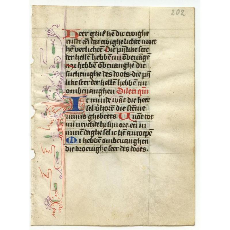 Leaf on vellum from a Dutch manuscript Book of Hours.