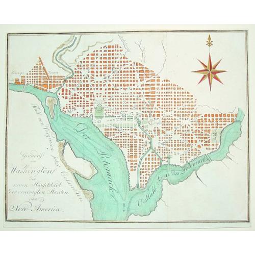 Old map image download for Grundrifs von Washington der nuen Hauptstadt ver vereinigten Staaten von Nord America