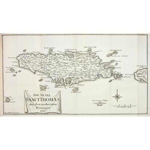 Old map image download for Die Insel Sanct Thomas mit den mehresten Plantagen 1767