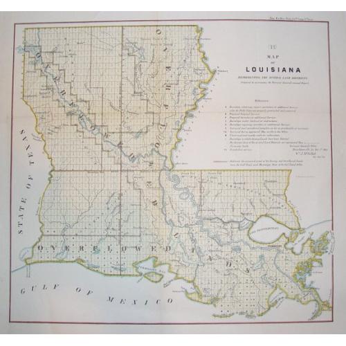 Map of Louisiana Representing the Several Land Districts - Old map by ...