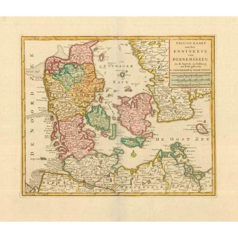 Nieuwe Kaart van het Koninkryk van Deenemarken. 1734.