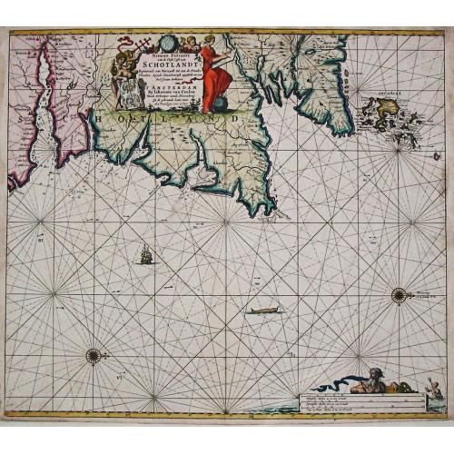 Old map image download for [Lot of 2 charts and 40 pages of text with prints of coastal profiles] Nieuwe Pascaert vande Oost Cust van Schotlandt Beginnende van Barwyck tot aen de Orcades Ylanden.  [Together with a sea-chart of England's east coast.]