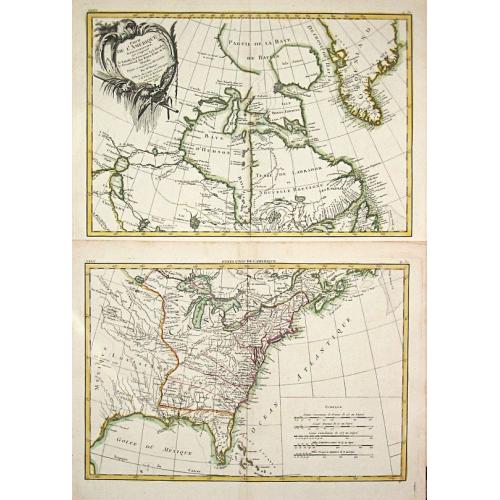 Old map image download for Partie de L'Amerique Septentrionale qui comprend le Canada, la Louisiana, le Labrador, le Groenland, les Etats-Unis et la Floride