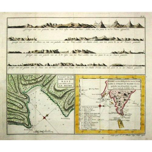 Old map image download for Kaart van de Good Success Baai in de Straat van le Maire. / Kaart van het Z.O.gedeelte van het Vuurland de Straat Le Maire en een gedeelte van Staaten-Land 1769.