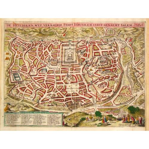 Old map image download for De Heylige en wyt vermaerde stadt Jerusalem eerst genaemt Salem.