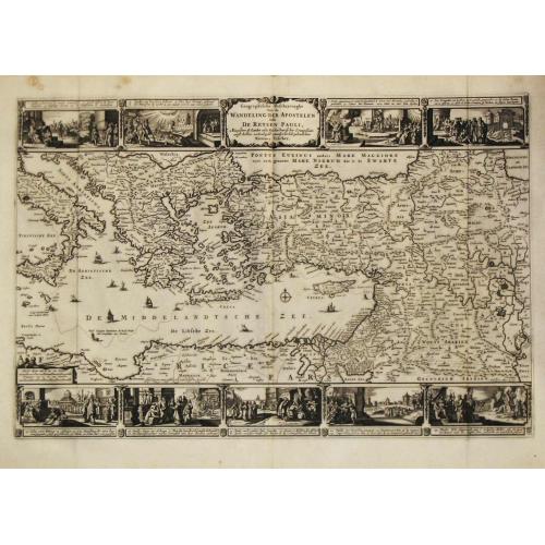 Old map image download for Antique map of the eastern part of the Mediterranean, Geographische Beschryvinge, Van de Wandeling der Apostelen ende de Reysen Pauli.