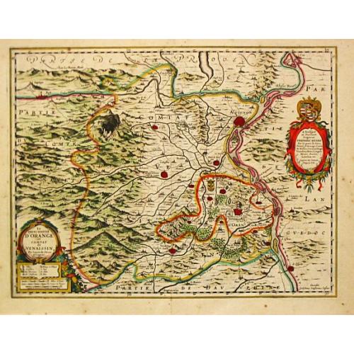 Old map image download for La Principaute d\' Orange et Comtat de Venaissin Par Iaques se Chieze Oraqngeois. 1627.