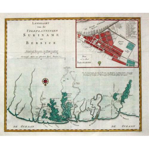 Old map image download for Landkaart van de volkplantingen Suriname en Berbice. 