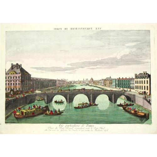 Old map image download for Vue particulierie de Paris. Prise du Pont Royal regardant vers le Pont Neuf. Ou l''on voit les Galeries du Louvre et une partie des Thuilleries cs.