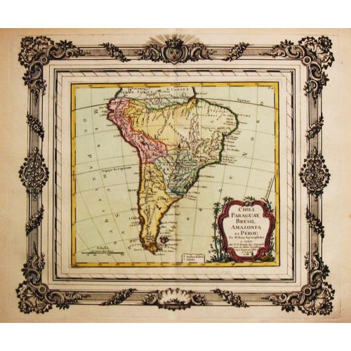 Old map image download for [lot of 5 maps/prints map of South America] Chili. Paraguay, Brésil, Amazones, et Pérou.