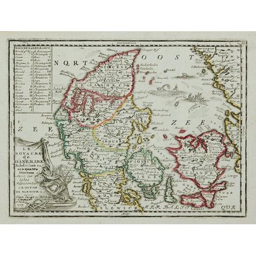 Old map image download for Le Royaume de Danemark Subdivisée en ses quatre Dioceses ...