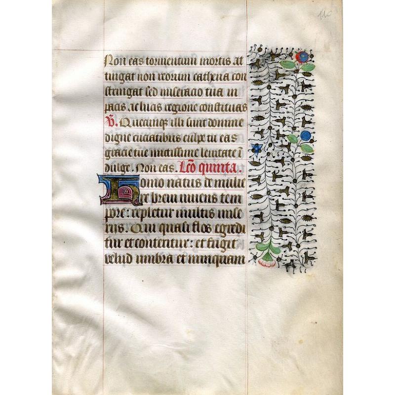 A manuscript leaf from a Book of Hours.