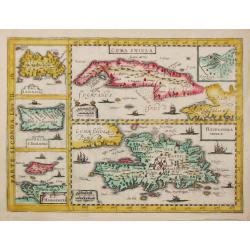 [Lot of 5 map of the main Carabean islands] Cuba Insula, inset: Havanna portus; Hispanolia Insula; Insula Iamaica; Ins. S. Ioannis; I.s. Margareta.