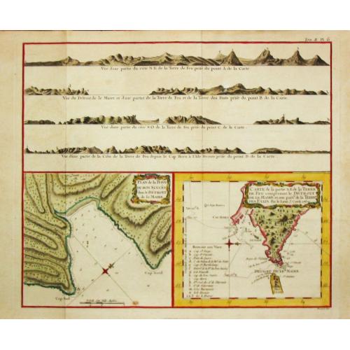 Old map image download for Carte de la Baye du Bon Succès dans le Détroit de le Maire./ Carte de la partie S.E. de la Terre de Feu comprenant le Détroit de le Maire et une part.ie de la Terre des Etats. 1769.