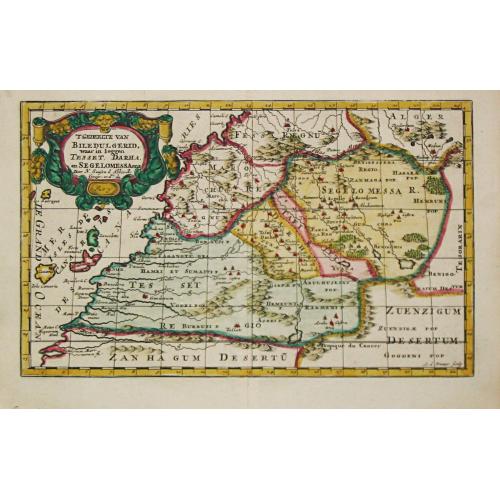 Old map image download for [Lot of 6 maps of North Africa. and the African coasts of the Mediterranean. ] T Gedeelte van Barbaryen waar in leggen de Ryken van Tunis en Tripoli.