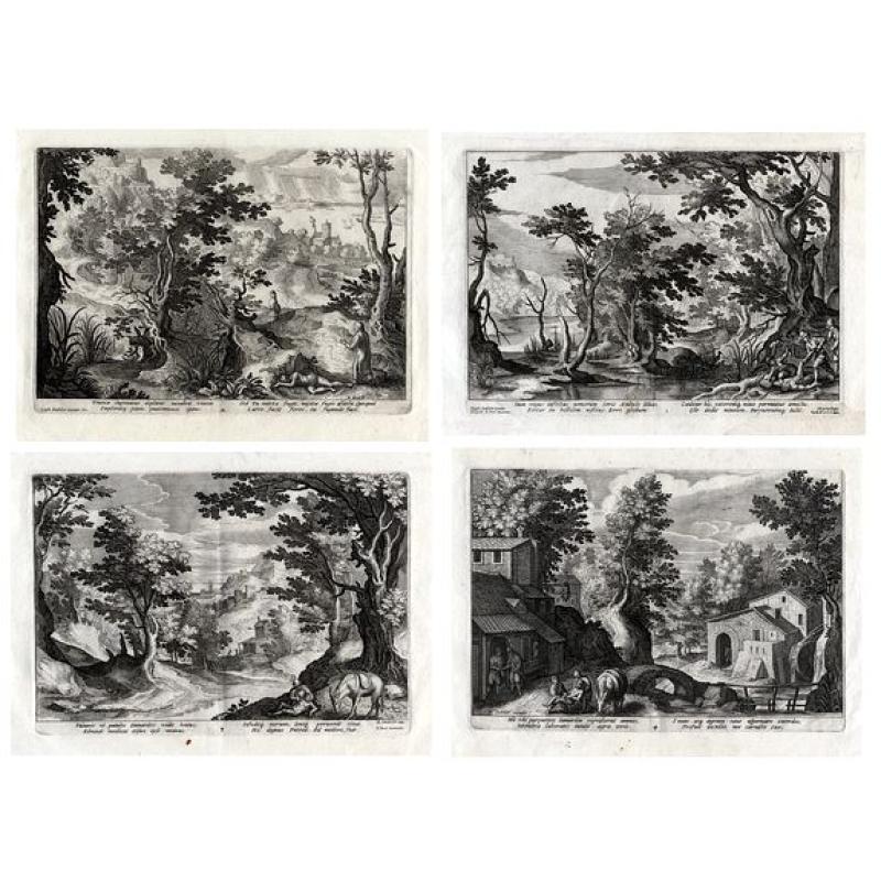 A set of four landscapes with the story of the Good Samaritan.