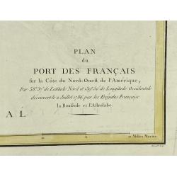 [Lot of 2 maps] Important plan of Port Bucarelli 1384 / Chart of the entrance of "Bassin de L'Quest", La Perouse. 1709