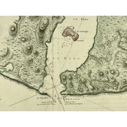 [Lot of 2 maps] Important plan of Port Bucarelli 1384 / Chart of the entrance of "Bassin de L'Quest", La Perouse. 1709