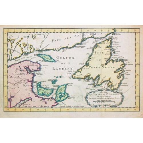 Old map image download for Carte du Golphe de St. Laurent et Pays Voisins.