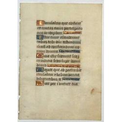 Leaf on vellum from a manuscript Book of Hours.