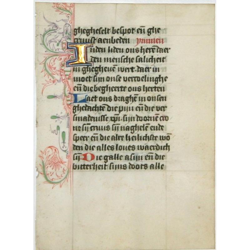 Leaf on vellum from a Dutch manuscript Book of Hours.