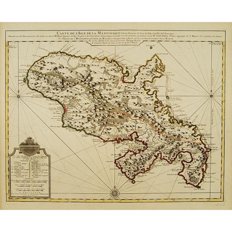 Carte de L' Isle de la Martinique Colonie Francoise de l'une des Isles Antilles de l'Amerique..