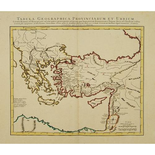 Old map image download for Tabula Geographica Provinciarum et Urbium Colonia Romana. .