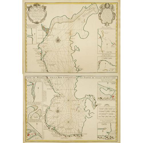 Old map image download for Carte Marine de la Mer Caspiene levée Suivant les Ordres.. (2 maps)