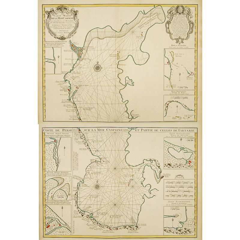 Carte Marine de la Mer Caspiene levée Suivant les Ordres.. (2 maps)