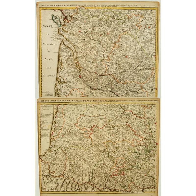 Carte du Bourdelois du Perigord.. [and] Carte Du Bearn de La Bigorre de L'Armagnac.. (2 sheets)