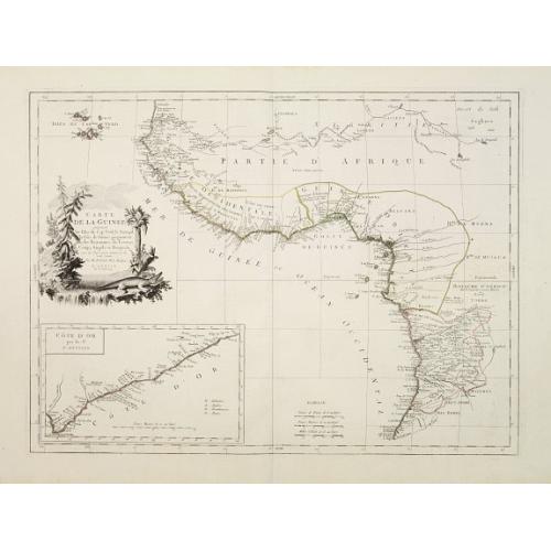 Old map image download for Carte de la Guinée contenant les Isles du Cap Verd le Senegal, la Côtede Guinée proprement dite les Royaumes de Loango, Congo..