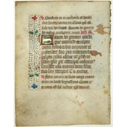 Leaf on vellum from a manuscript Book of Hours.