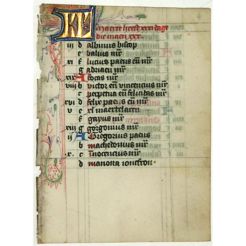 Leaf on vellum from a Dutch manuscript Book of Hours.