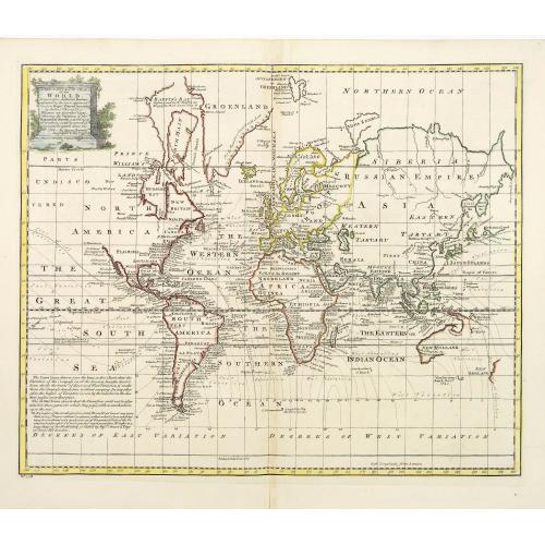 Old map image download for A new & accurate chart of the world drawn from authentic..